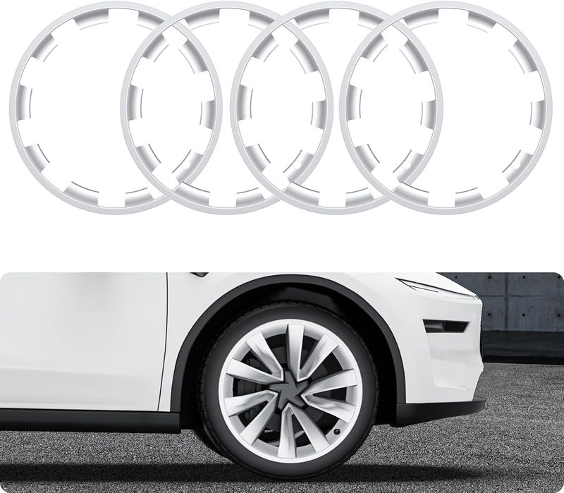 Basenor 2026 2025 Tesla Model Y 20 Inch Wheel Rim Protector, Silver Scratch Guard Hubcap Curb Rash Cover, Tire Trim Protection for Model Y Juniper Accessories - Image 1